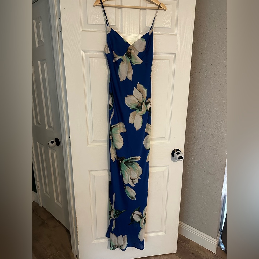 Emory Park blue floral maxi slip dress
